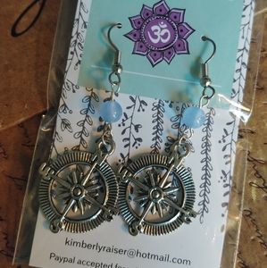 Silver compass earrings